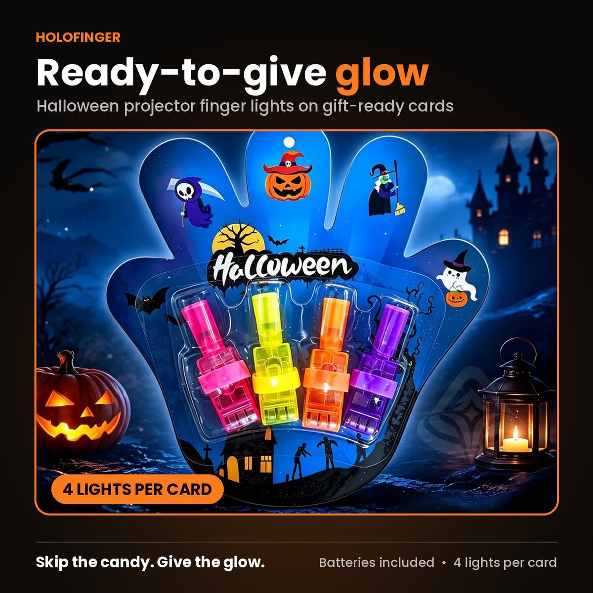 Holofinger Halloween Projector Finger Lights – 16 Pack